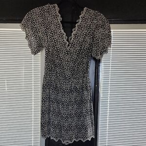 Elegant Black and White Lace ROMPER